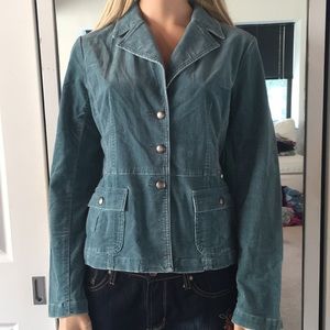 Pretty Blue/Grn LW Corduroy Button Down Jacket
